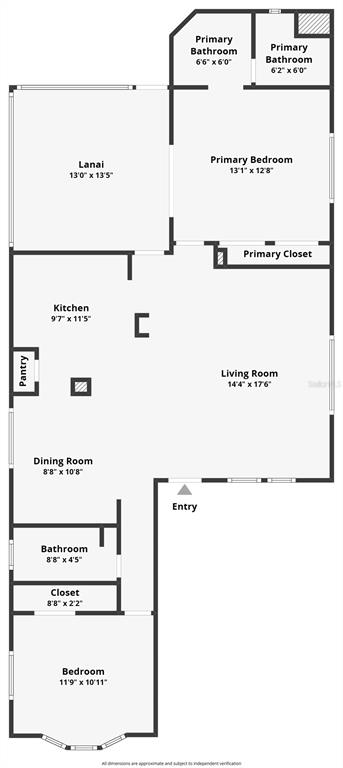 This is a two-bedroom, two-bathroom floor plan with an open living area and a lanai — 2100 KINGS HIGHWAY UNIT 744, PORT CHARLOTTE, FL