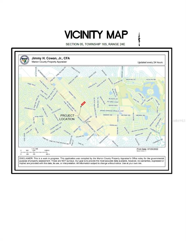 This is a vicinity map showing a project location in Marion County, Florida — 000 MIDWAY TERRACE, OCALA, FL