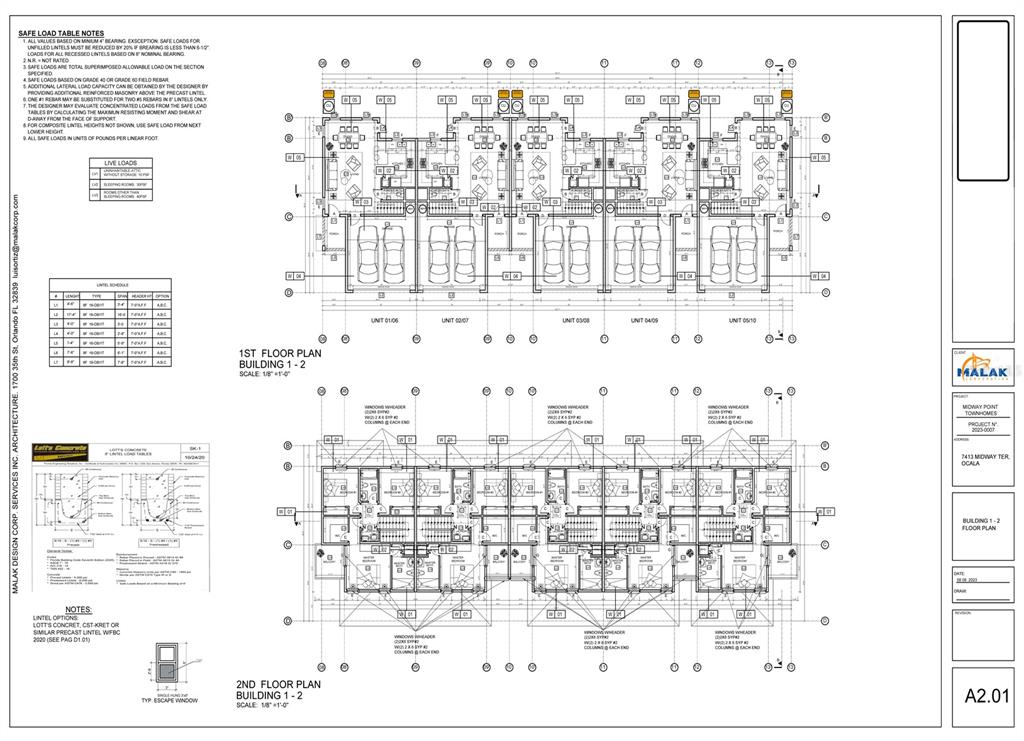 This is a floor plan for a multi-unit residential building showing two levels of layouts — 000 MIDWAY TERRACE, OCALA, FL