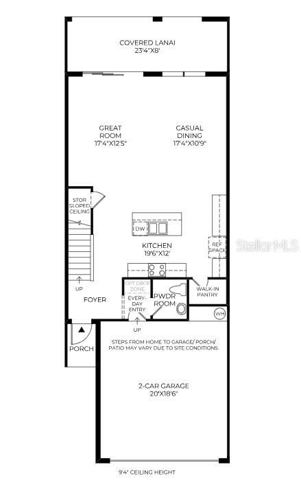 This is a floor plan for the first level of a home with a garage — 1614 SANDHILL COURT, PALM HARBOR, FL