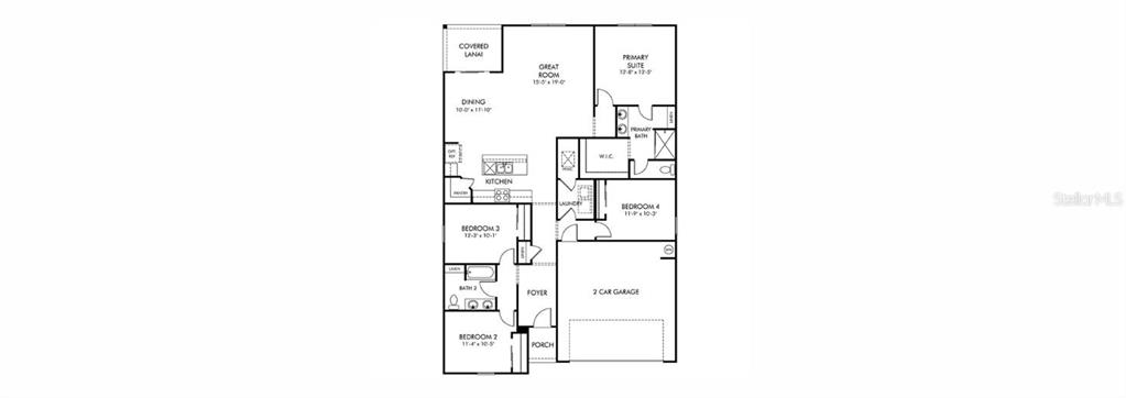 This is a floor plan for a single-story house with four bedrooms and a garage — 85 WANDERING CREEK WAY, PALM COAST, FL