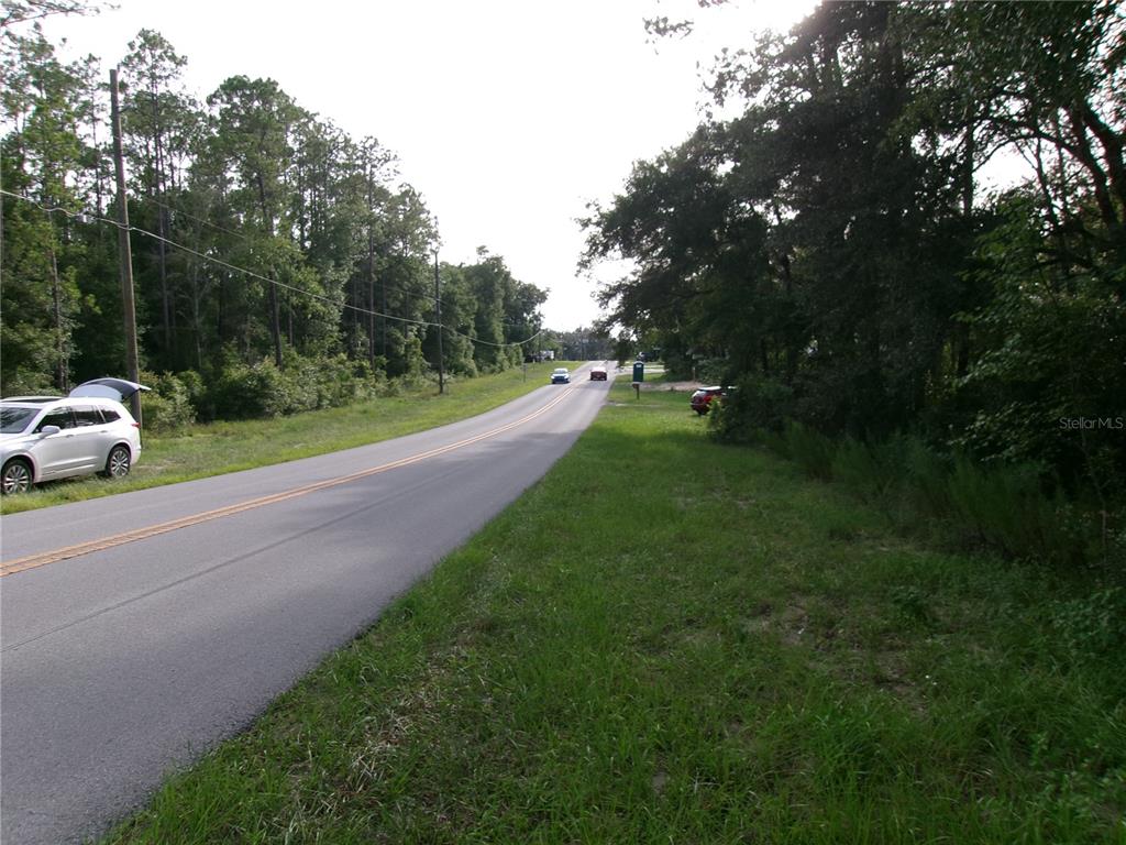 A two-lane asphalt road stretches into the distance, flanked by trees and grassy shoulders — LOT 20 SW RAINBOW LAKES BOULEVARD, DUNNELLON, FL