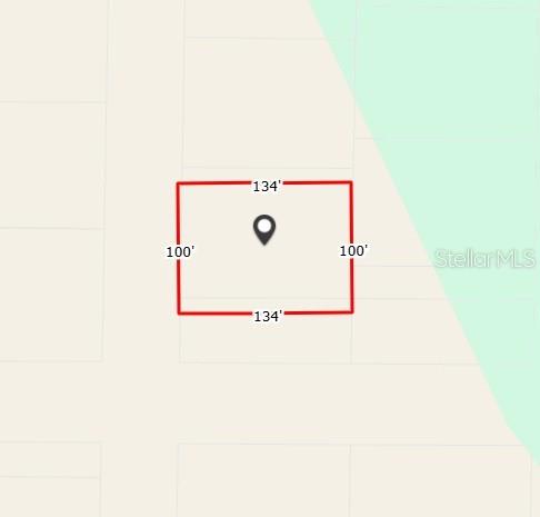 This is a map showing the rectangular property boundaries of a lot measuring 134 by 100 feet — RYLAND (PAPER) STREET, DELTONA, FL