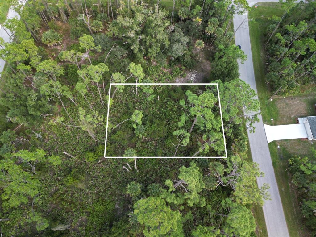 An aerial view shows a rectangular plot of land surrounded by trees and vegetation — 0 GREENLEY ROAD, NORTH PORT, FL