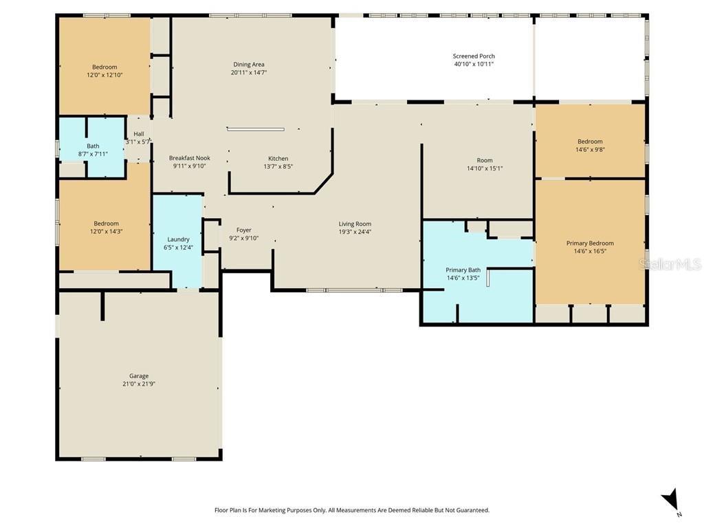 This is a floor plan of a single-story house with a garage and screened porch — 36 PINE DRIVE, HOMOSASSA, FL