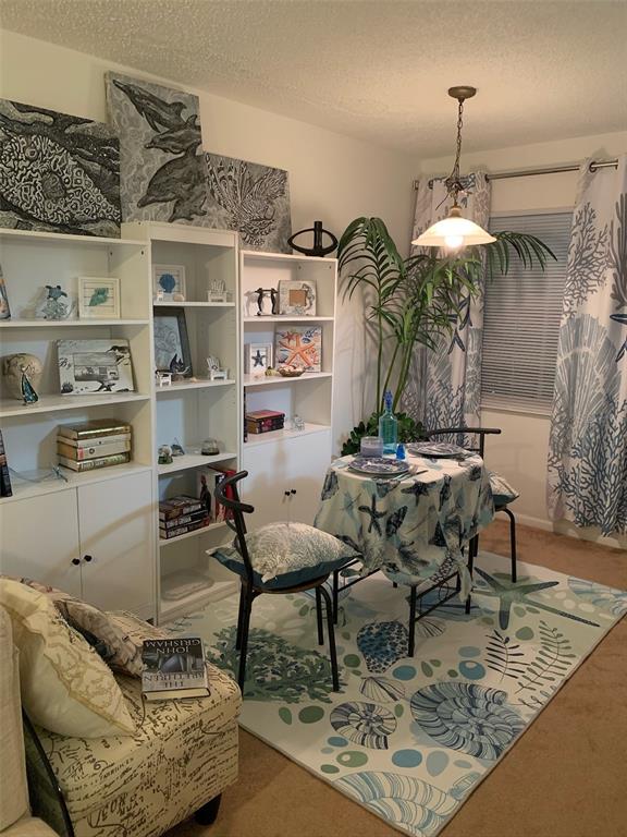 A dining area features a small table, shelves, coastal-themed decor, and a patterned area rug — 10004 CORTEZ ROAD W UNIT 102, BRADENTON, FL