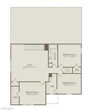 This is a floor plan of a house second level featuring a loft and three bedrooms — 294 Silent Lake, Lehigh Acres FL 33936, LEHIGH ACRES, FL