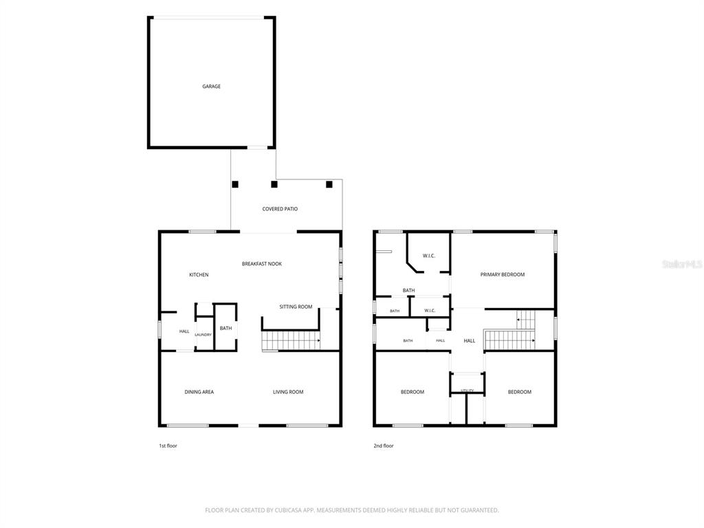 This is a floor plan showing the layout of a two-story house with a detached garage — 239 W TARRINGTON DRIVE, DELAND, FL