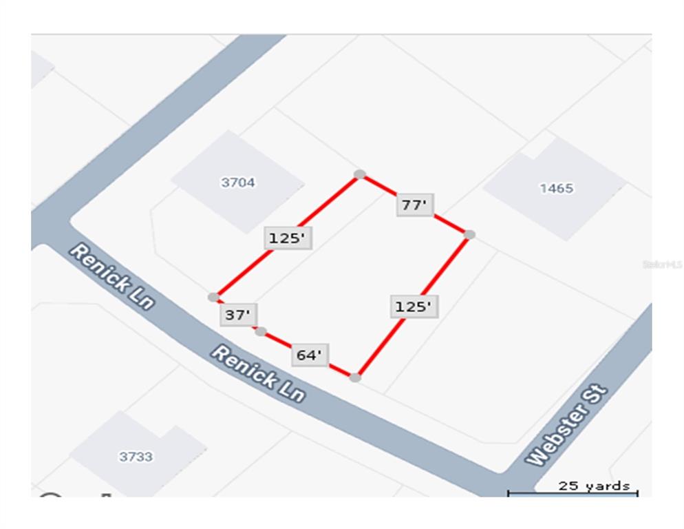 This is a map showing the property lines and dimensions of a residential lot — RENICK LANE, NORTH PORT, FL