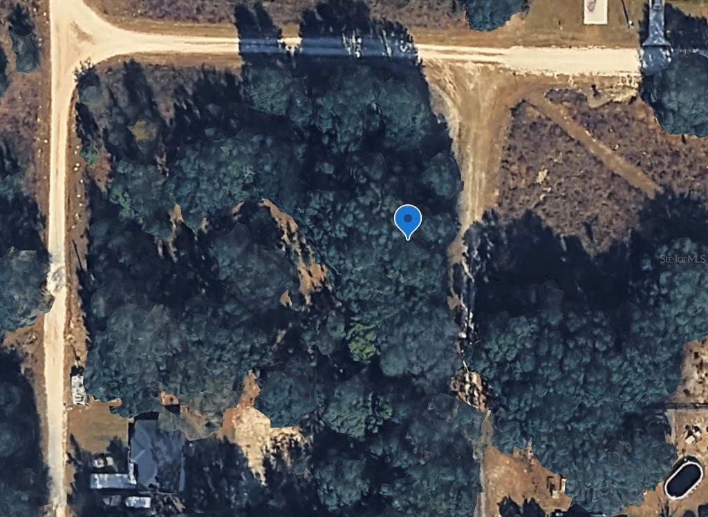 An aerial view shows a wooded, undeveloped lot marked with a blue location pin — TBD SW 133RD COURT, DUNNELLON, FL