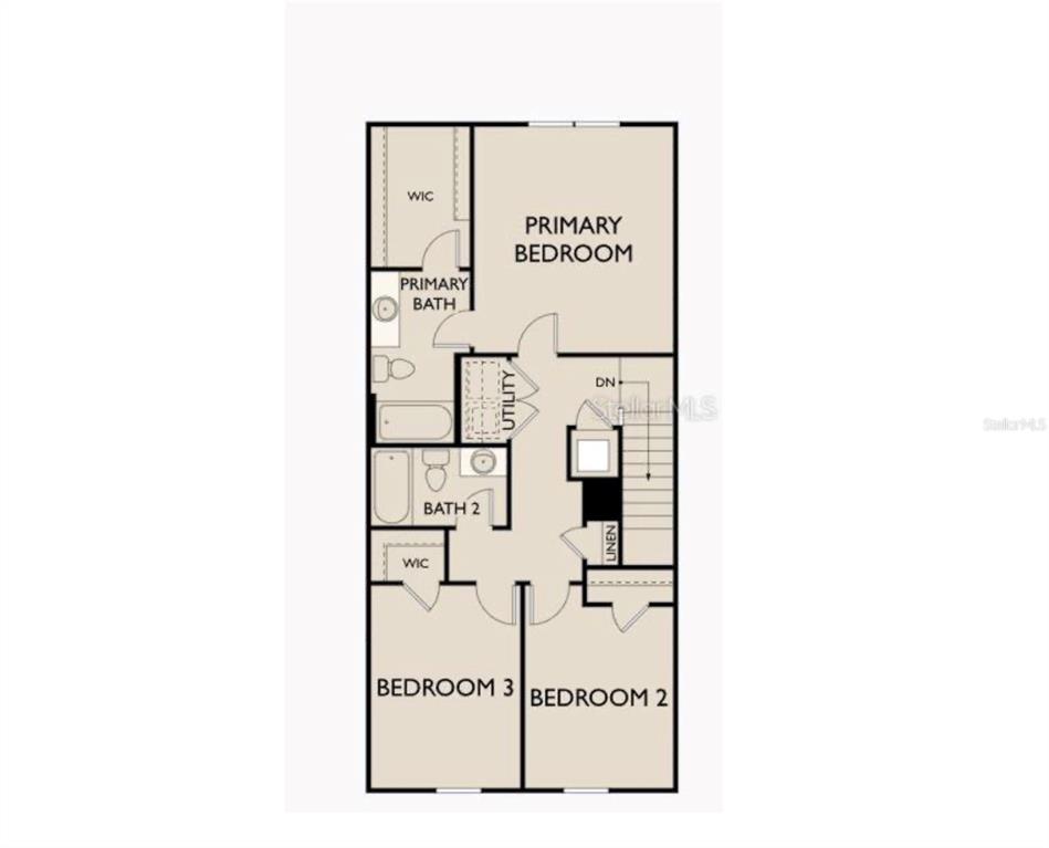 This floor plan shows the upper level of a house with three bedrooms and two bathrooms — 6195 DAERR RIDGE ST STREET, ZEPHYRHILLS, FL