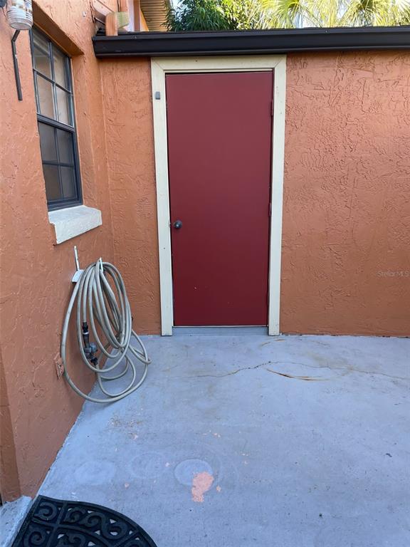 A palm tree stands in a landscaped garden bed surrounded by a low orange wall — 7327 FOREST HILL COURT UNIT 223, WINTER PARK, FL