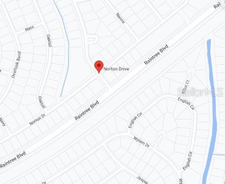 This is a map showing the location of Norton Drive and Raintree Boulevard — NORTON DRIVE, NORTH PORT, FL