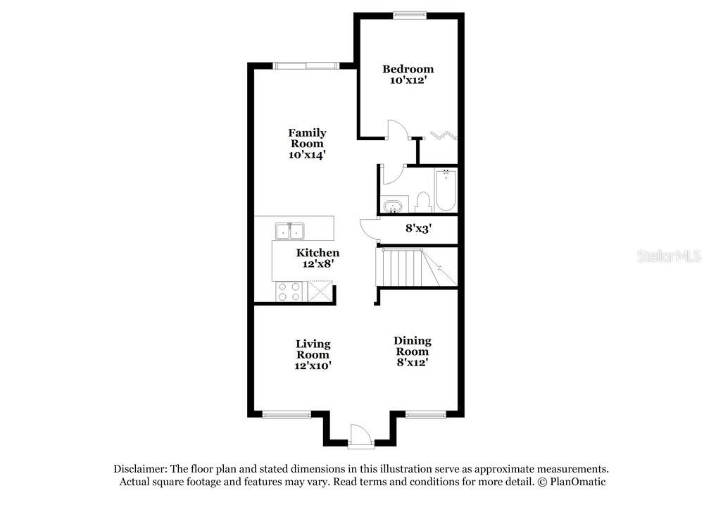 This is a floor plan of a one-bedroom home with a kitchen, living area, and bathroom — 5048 CACTUS NEEDLE LANE, WESLEY CHAPEL, FL