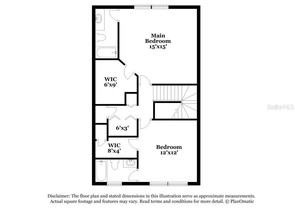 This is a floor plan showing the layout of a second-floor level with two bedrooms — 5048 CACTUS NEEDLE LANE, WESLEY CHAPEL, FL