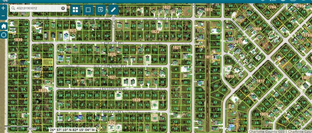 This is a digital map showing property lot lines and parcel numbers in a residential area — 5299 HOFFMAN STREET, PORT CHARLOTTE, FL
