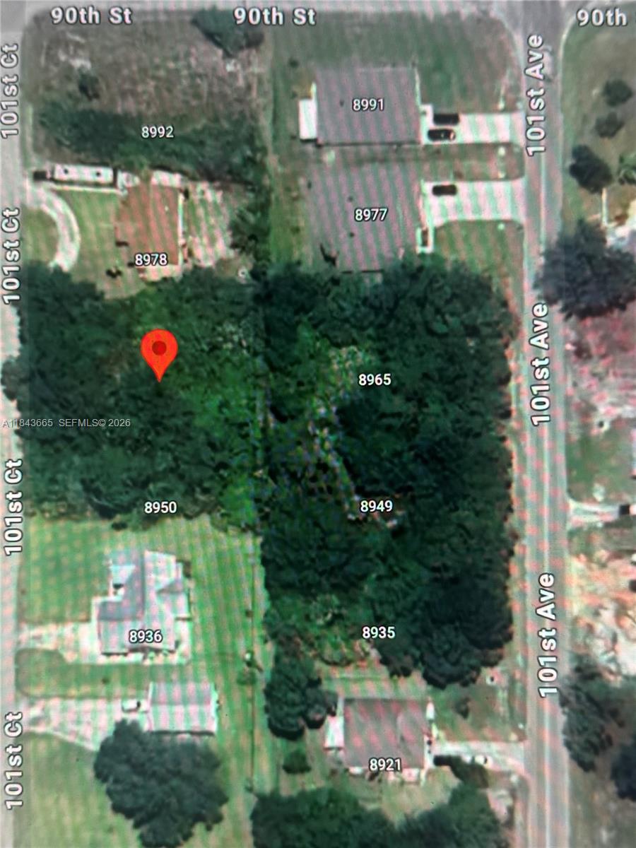 This is an aerial map showing residential lots and streets — 8966 101st Ct, Vero Beach FL 32967, VERO BEACH, FL