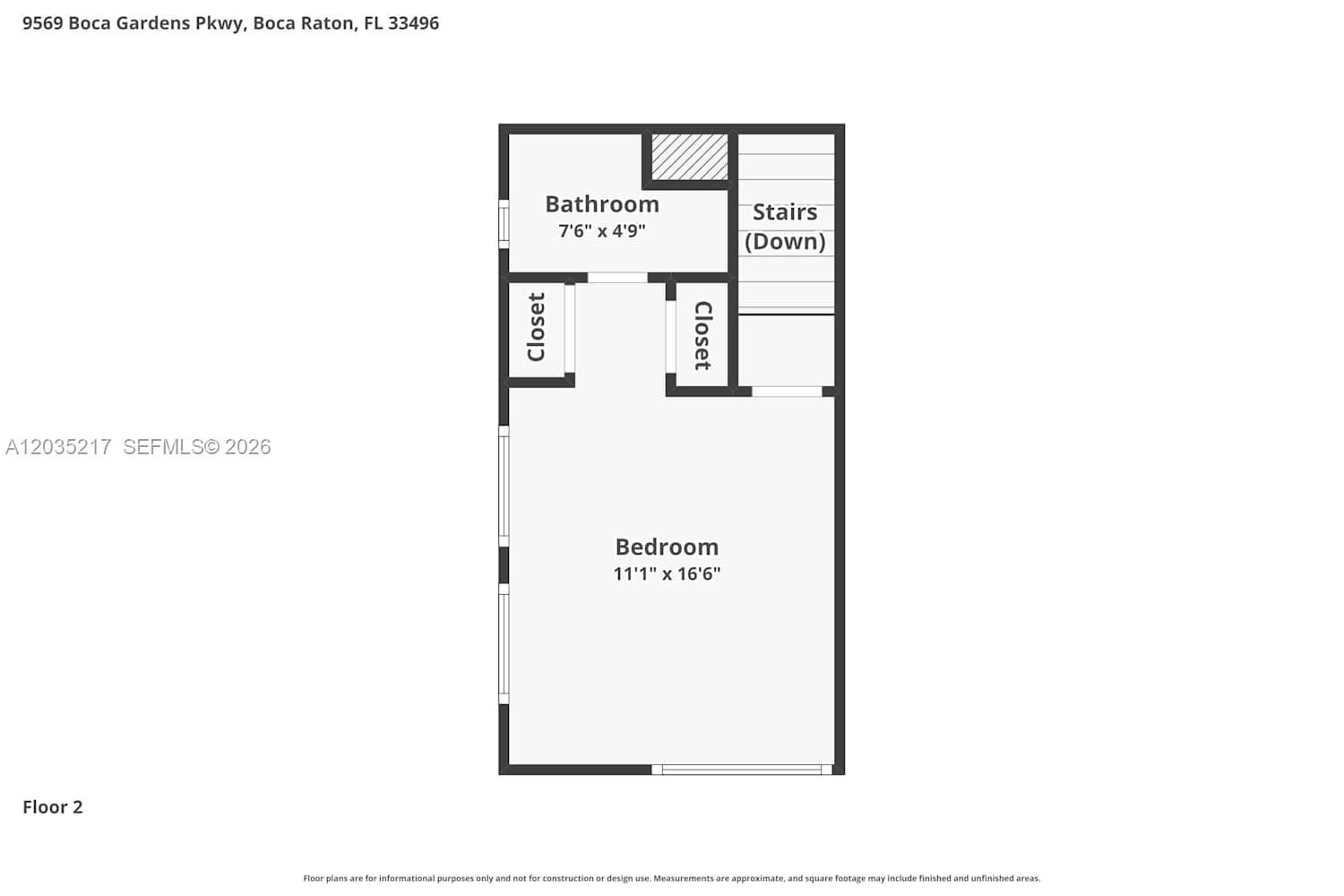 This is a floor plan for the second level of a residential property — BOCA RATON, FL