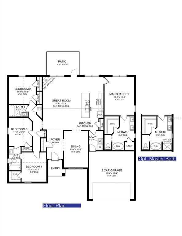 This floor plan shows a four-bedroom house with a great room, kitchen, and two-car garage — 8427 N INCA WAY, CITRUS SPRINGS, FL