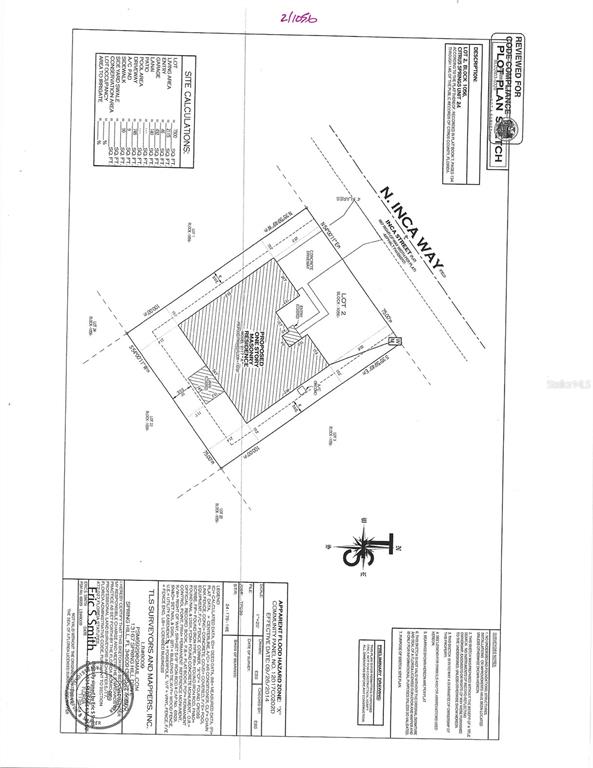 This is a plot plan sketch for a residential property lot — 8427 N INCA WAY, CITRUS SPRINGS, FL
