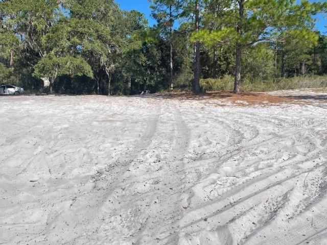 A sandy, cleared lot features tire tracks leading toward a line of mature trees — 9345 SE 195TH AVENUE, OCKLAWAHA, FL