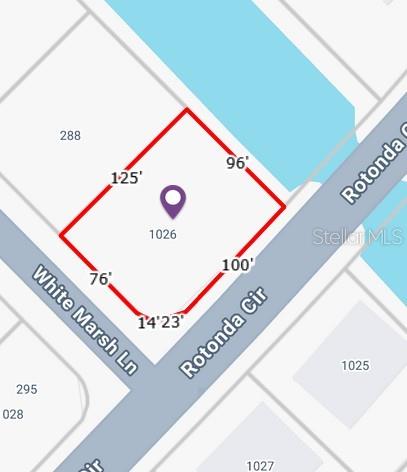 This is a map showing the property boundaries and dimensions of a vacant lot — 1026 ROTONDA CIRCLE, ROTONDA WEST, FL
