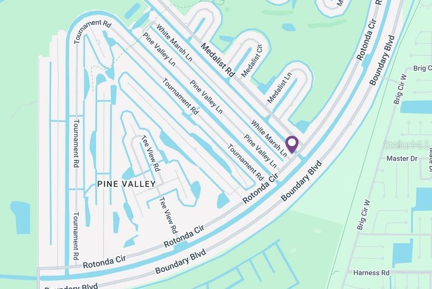 This is a map showing the street layout of the Pine Valley neighborhood — 1026 ROTONDA CIRCLE, ROTONDA WEST, FL