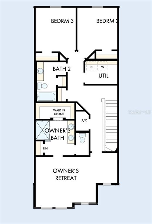 This is a floor plan of an upper level featuring an owner's retreat and two bedrooms — 5584 COOPERS HAWK TRAIL, ST CLOUD, FL