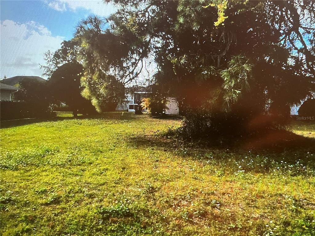 A grassy, tree-filled lot with a partial view of a house in the background — LOT 1 DORADO DRIVE, NORTH PORT, FL