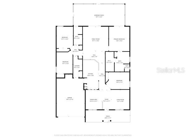 This is a floor plan showing the layout of a house with a garage and porch — 3193 TOHO COURT, KISSIMMEE, FL
