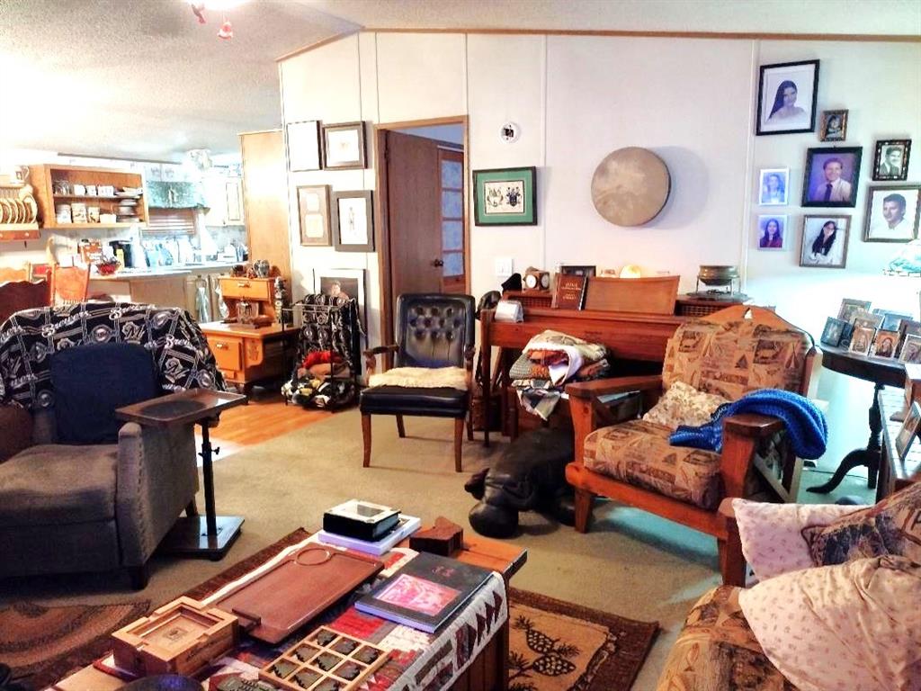 A living room features a patterned armchair, a dark leather chair, and a piano — 1176 COUNTY ROAD 305, BUNNELL, FL