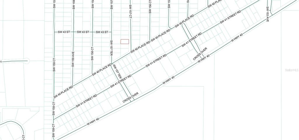 This image is a map showing street layouts and property lines in a residential area — 0 SW 157TH COURT, OCALA, FL