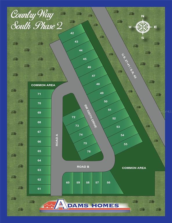 This is a site map for the Country Way South Phase 2 residential development — 25039 SW 250TH PLACE, NEWBERRY, FL