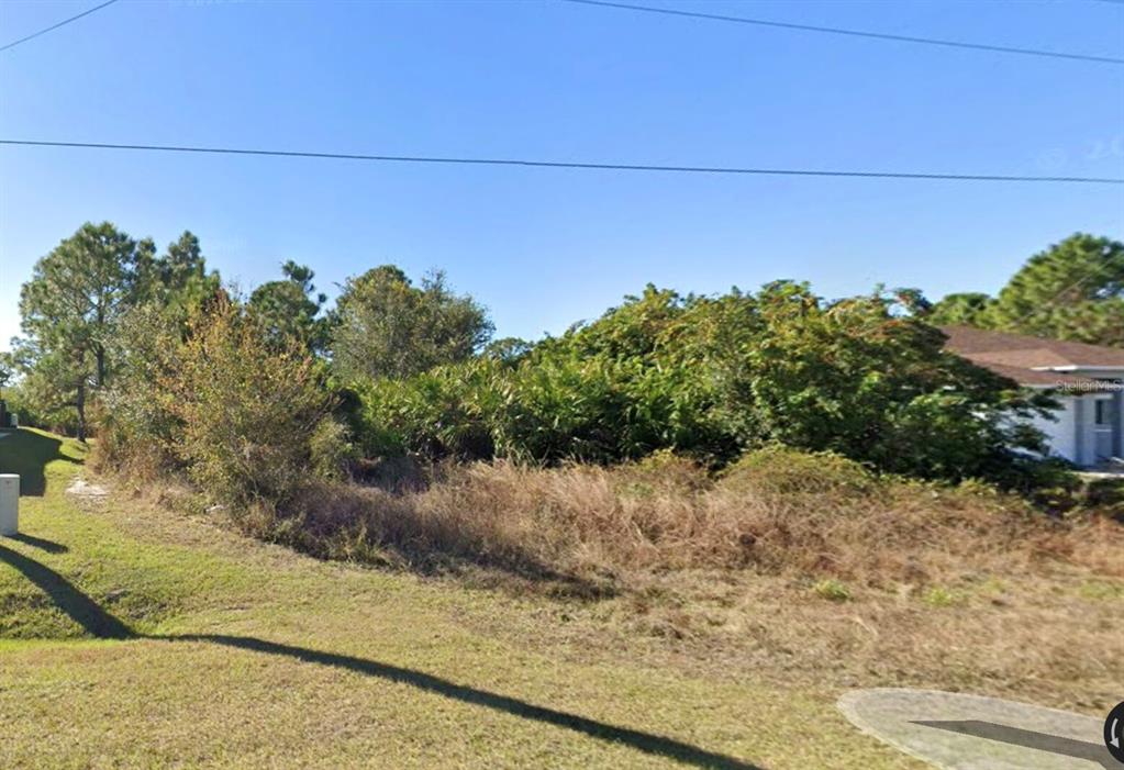 A vacant, overgrown residential lot with trees and shrubs under a clear blue sky — 881 MILWAUKEE BOULEVARD, LEHIGH ACRES, FL