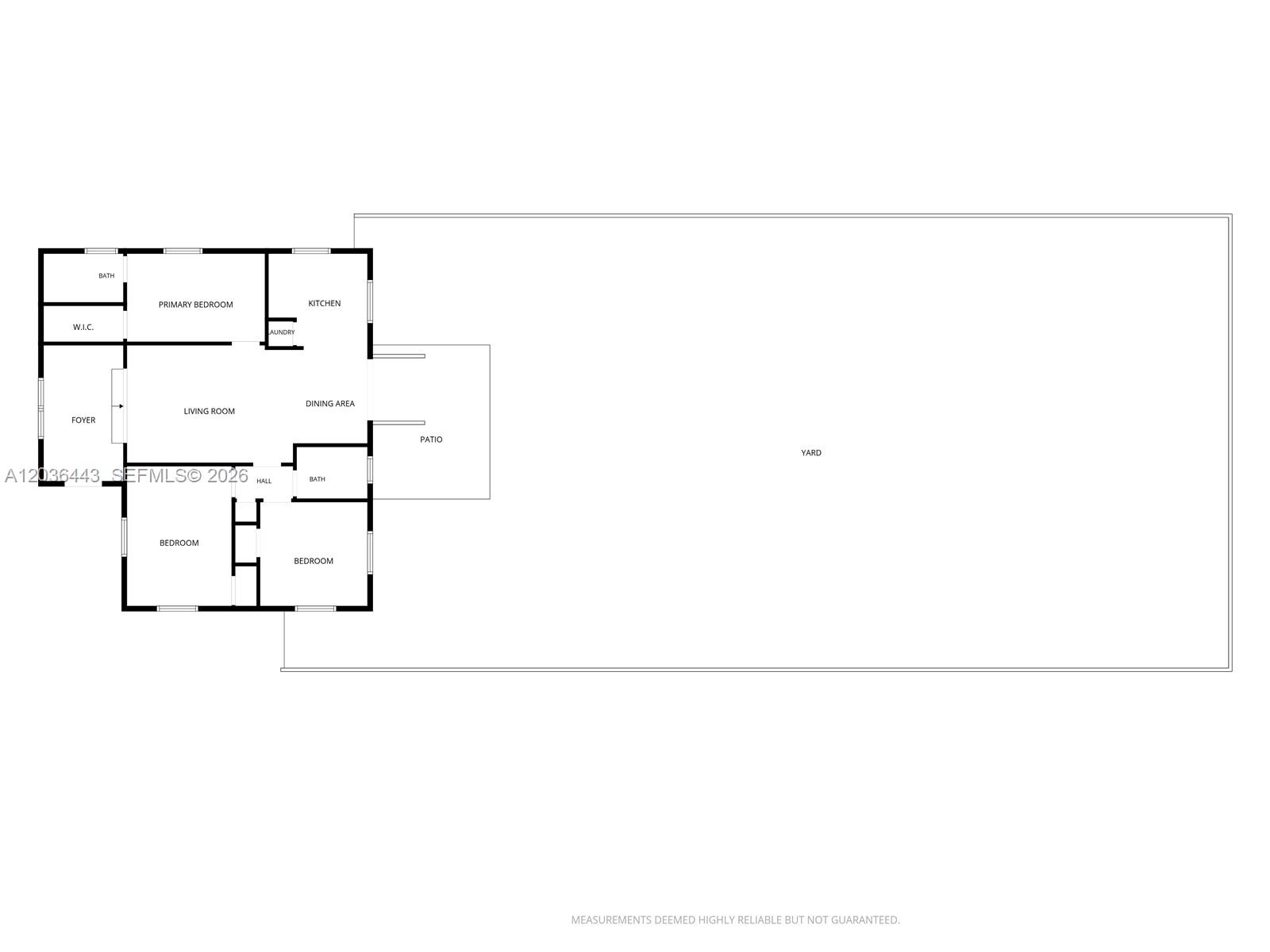 This is a floor plan of a house featuring three bedrooms and a large yard — 81 NW 45th St # 0, Miami FL 33127, MIAMI, FL