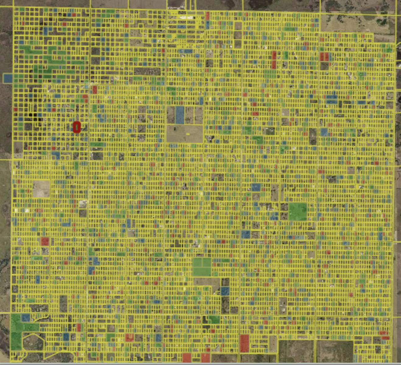 This is an aerial map showing a large grid of subdivided land parcels — 296th NW 296th Street, Okeechobee FL 34972, OKEECHOBEE, FL
