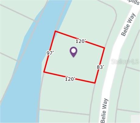 This is a map showing the property boundaries and dimensions of a vacant residential lot — 17475 BELIE WAY, PUNTA GORDA, FL