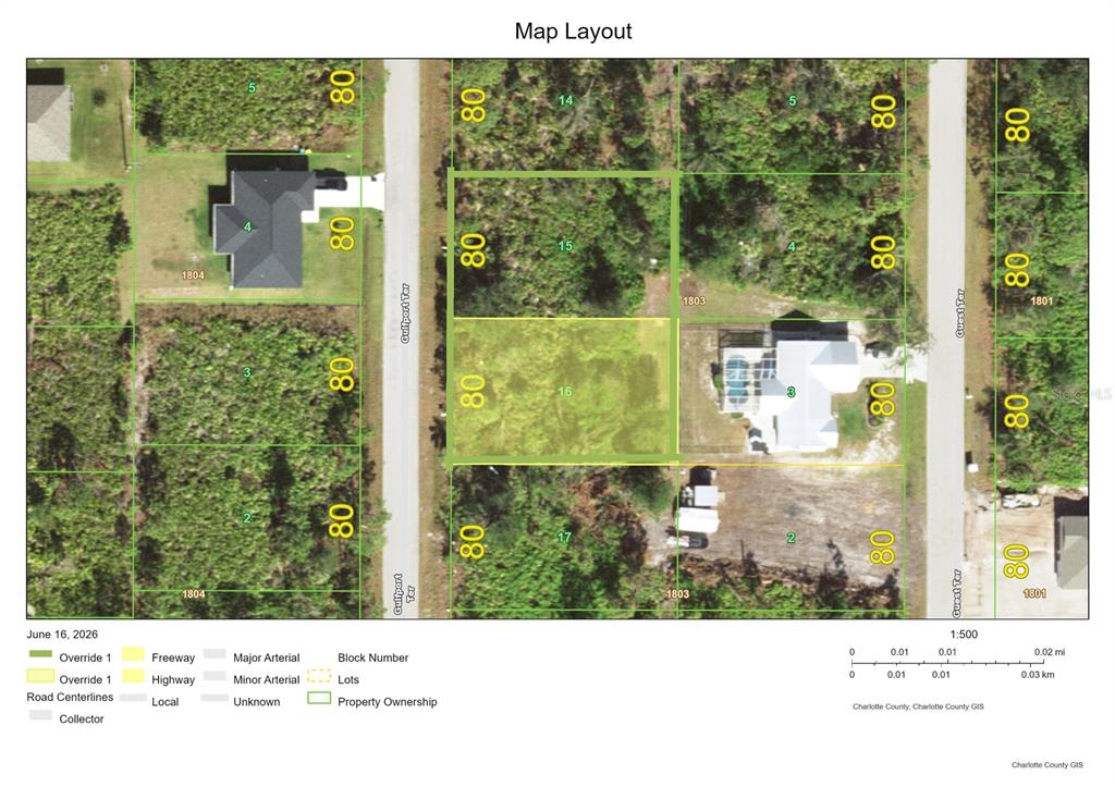 This is a map showing property lot lines and parcel numbers for a residential area — 5542 GULFPORT TERRACE, PORT CHARLOTTE, FL