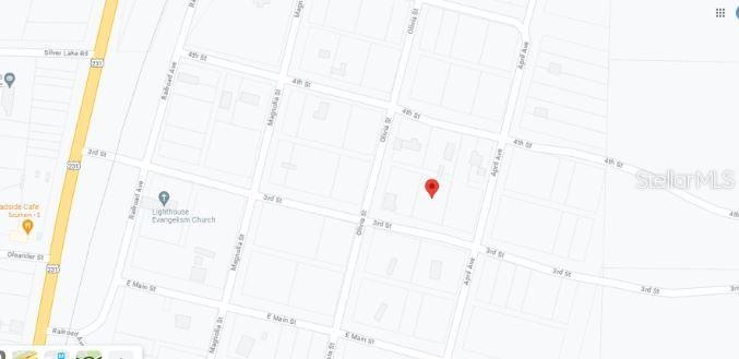 This is a map showing a red location pin on a plot of land — 3RD STREET, FOUNTAIN, FL