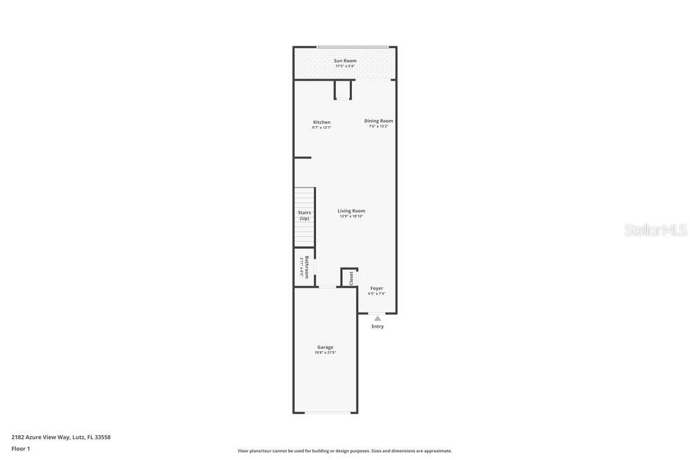 This is a floor plan for the first level of a residential property — 2182 AZURE VIEW WAY, LUTZ, FL