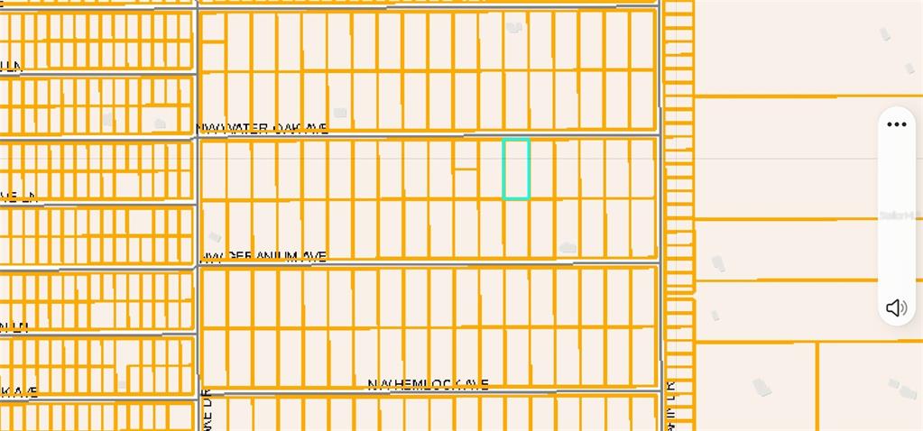 This is a map showing a highlighted parcel of land within a residential grid — Lot 13 NW WATER OAK AVENUE, DUNNELLON, FL