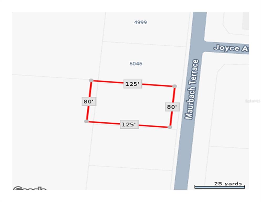 This is a map showing the rectangular dimensions of a property lot — MAUKBACH TERRACE, NORTH PORT, FL