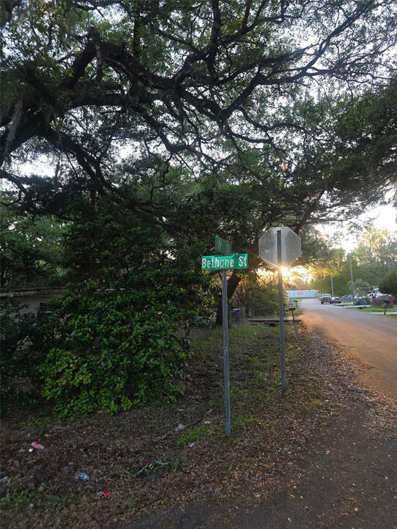 A street sign for Bethune Street stands near a large tree and a stop sign — 0 BETHUNE STREET, BROOKSVILLE, FL