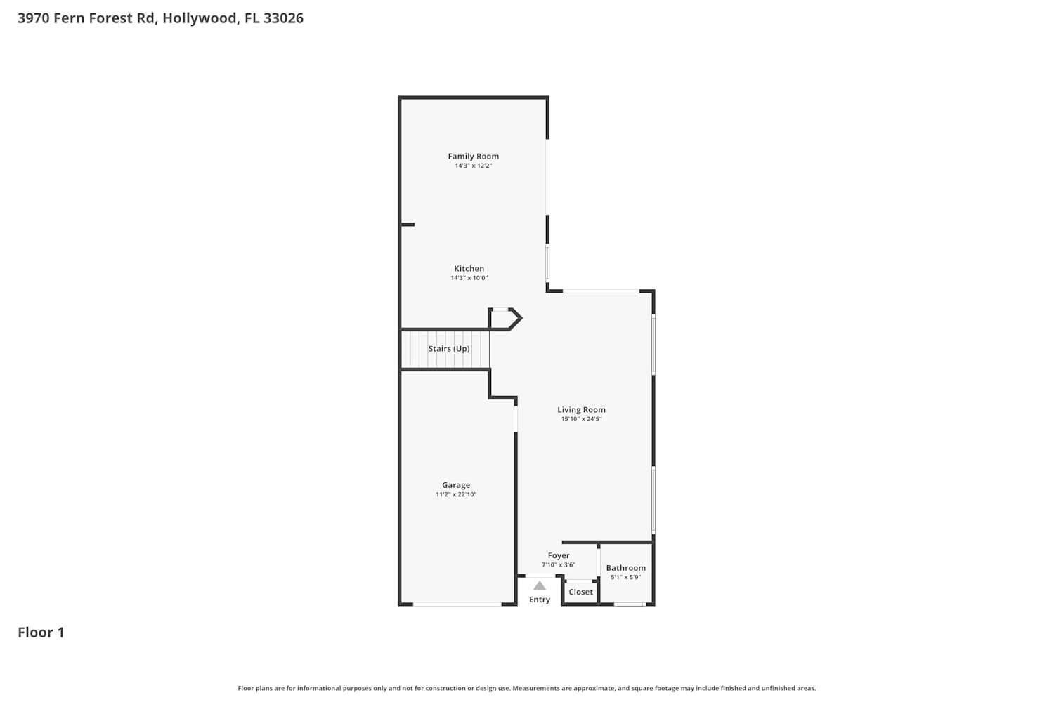 This is a floor plan of the first level of a house — COOPER CITY, FL