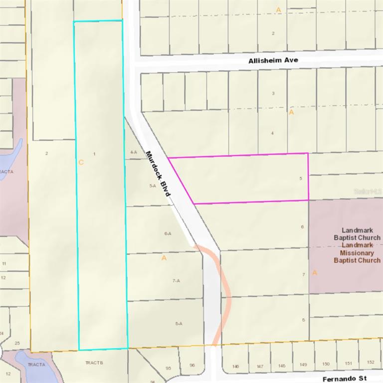 This is a map showing property parcels and street layouts in a residential area — 10548 FLOWERS AVENUE, ORLANDO, FL