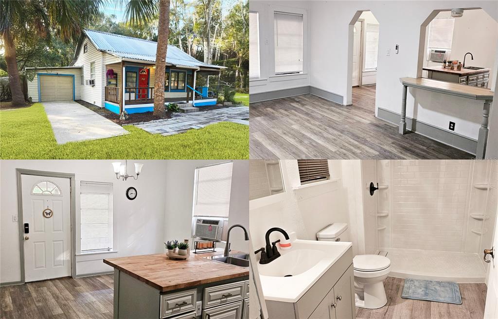 A collage shows a small house exterior, a living area, a kitchen, and a bathroom — 10250 SE 108TH TERRACE ROAD, OCALA, FL