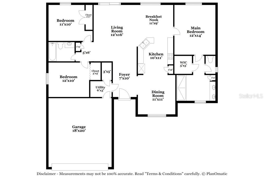 This is a floor plan for a single-story home with three bedrooms and a garage — 3042 DREMA DRIVE, ST CLOUD, FL