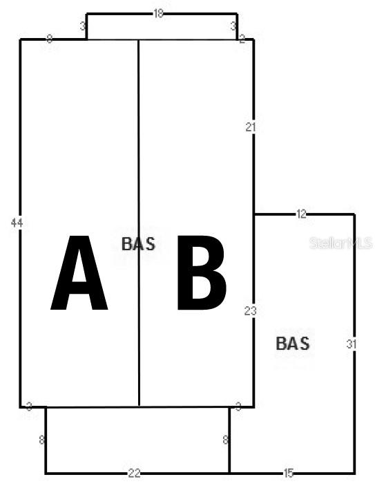 This is a floor plan diagram showing the layout and dimensions of a building's footprint — 1106 W ARCH STREET, TAMPA, FL