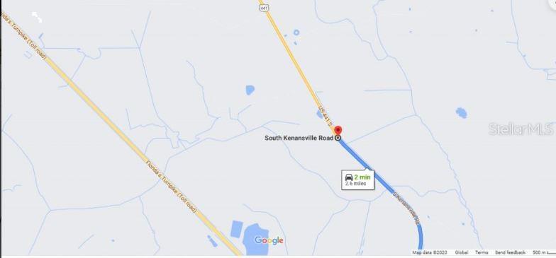 This is a map showing a route along South Kenansville Road near US-441 — S KENANSVILLE ROAD, OKEECHOBEE, FL