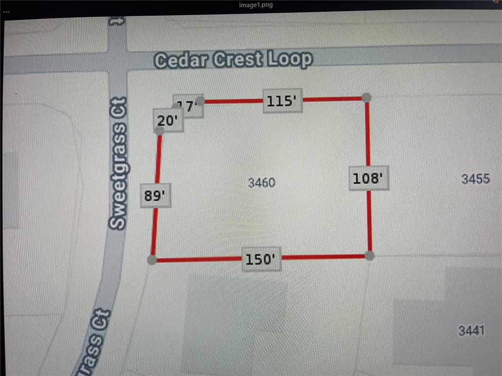This is a map showing the property lines and dimensions of a residential lot — 3460 SWEETGRASS COURT, SPRING HILL, FL